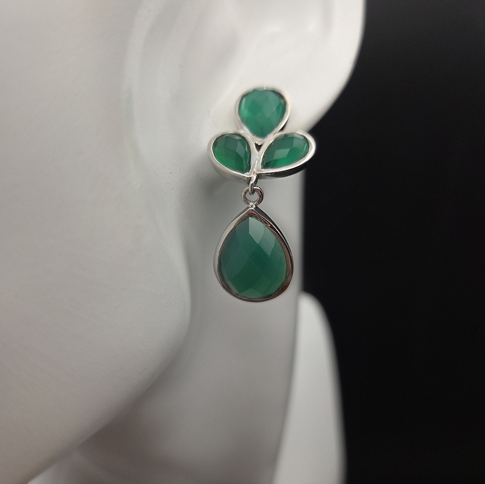 Onyx Sterling Silver Teardrop Earrings